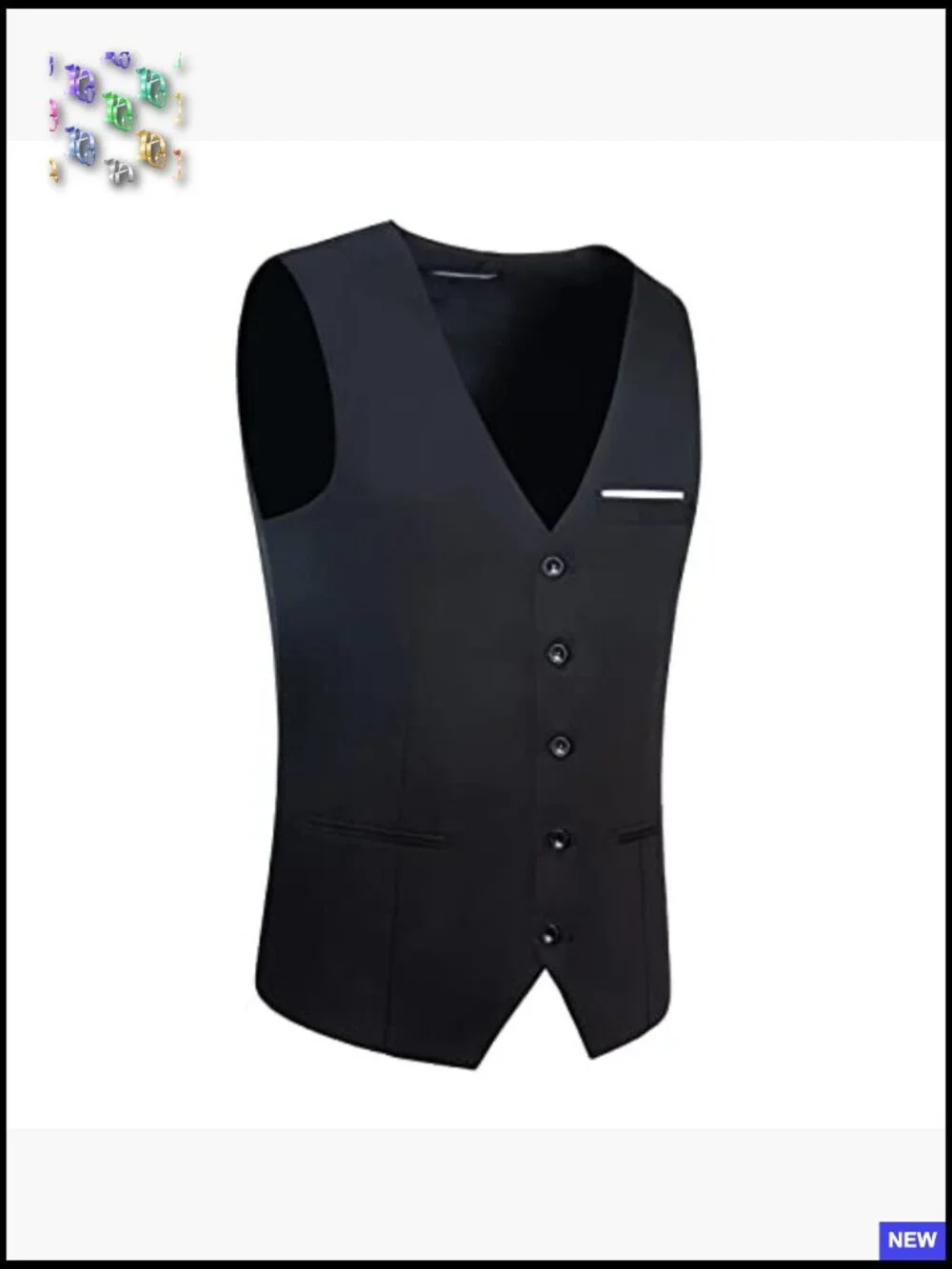 Slim Fit V-Neck Vest Formal Wedding Party Tuxedo Jacket Groom Elegant